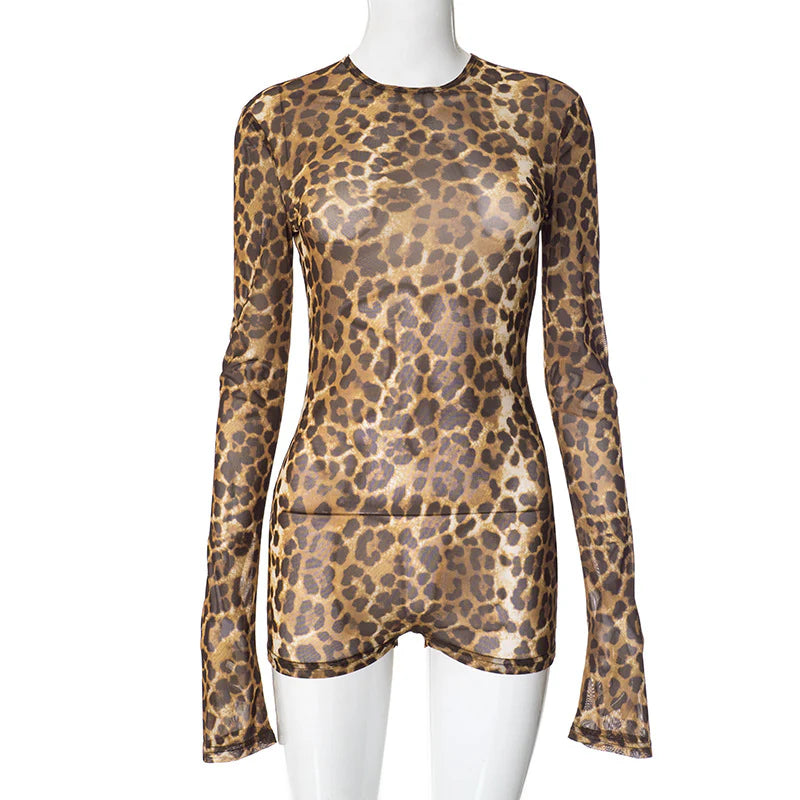 Sheer leopard print short set $16.50