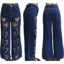 hollowed out heart shape straight pants $45.00