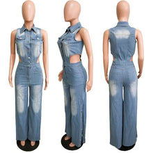 washed denim straight leg jumpsuit $37.00