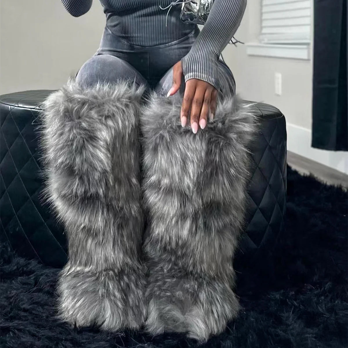 knee high furry boots $30.00