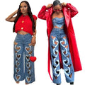 hollowed out heart shape straight pants $45.00