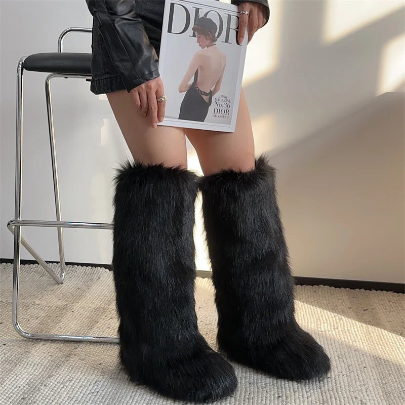 knee high furry boots $30.00