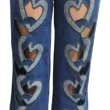 hollowed out heart shape straight pants $45.00
