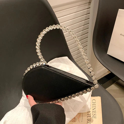 Rhinestone heart clutch