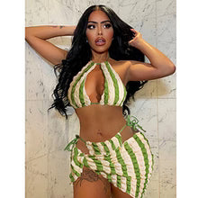 HOT SELLING striped 3 piece thong bikini set $25.99